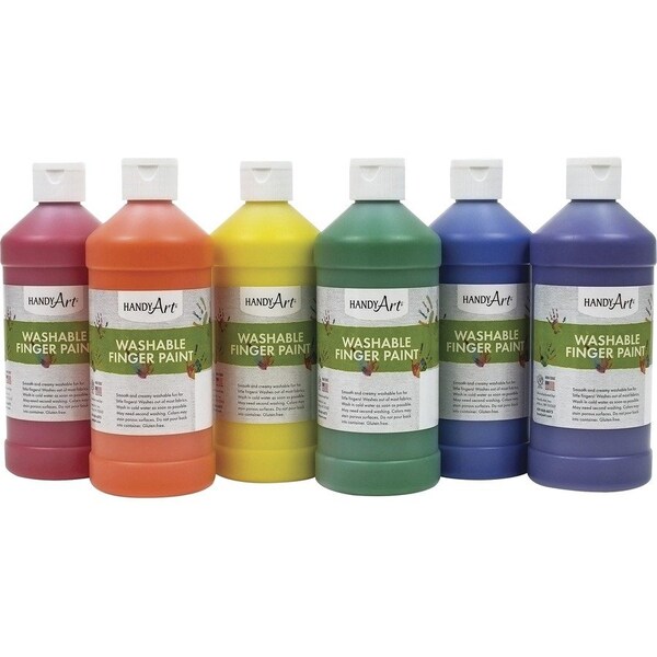 Handy Art Washable Finger Paint, Pint, Primary Set, 6 Colors 882-255 - main