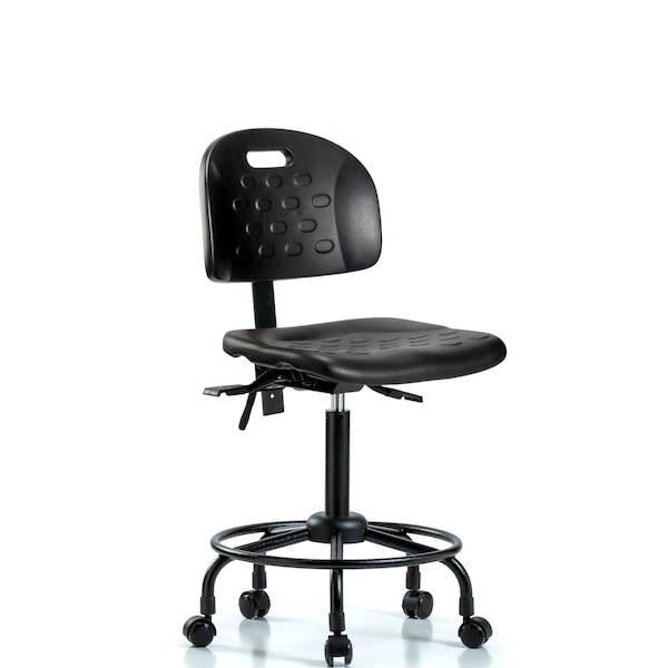 Blue Ridge Ergonomics Newport Med Bench Chair, RT, Casters, No Arms, 24" to 32" Height, Black; Blue BR-HPMBCH-RT-T0-A0-RC - main