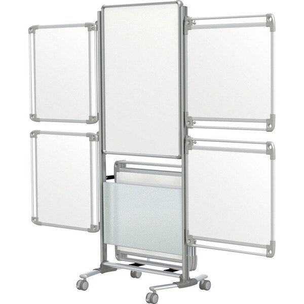 Ghent Easel+ Mobile 2-Sdd Prcln Whtbrd w/Tblt Strg, Mag, 8 Tablets, 39 in H x 26 in W NEX204EP8-FR - main