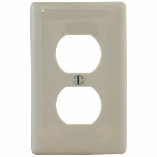 Hubbell Wiring Device-Kellems Wall Plate, Duplex Outlet, Almond, Nylon NPJJ8LA - main