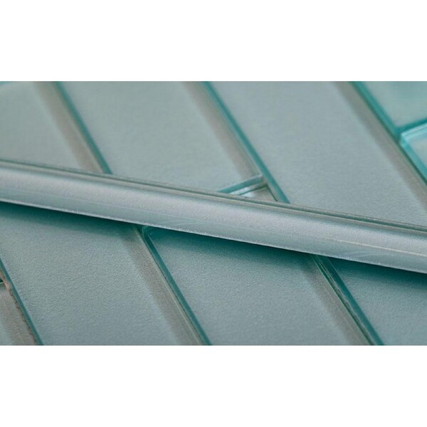 Apollo Tile Tiffany Blue 0.6 in x 12 in Glass Glossy Pencil Liner Tile Trim 0.5 sqft/case, 10PK APLGP8807A - main