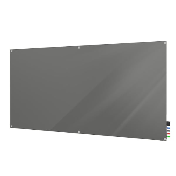 Ghent Harmony Glassboard w/ Standoffs, Magnetic, Square Corners, 4'H x 6'W, Smoke HMYSM46SK - main