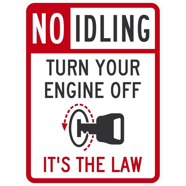Lyle No Idling Turn Your Engine Off It's The Law with Symbol, 18x24, Non-Reflective, White G-10935-NA_18x24 - main