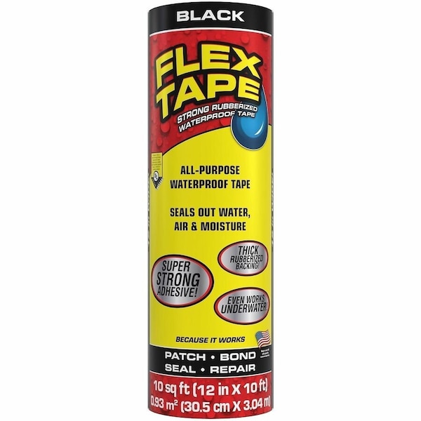 Flex Tape Flex Seal Family of Products Flex Tape 12 in. W X 10 ft. L Black Waterproof Repair Tape TFSBLKR1210 - main