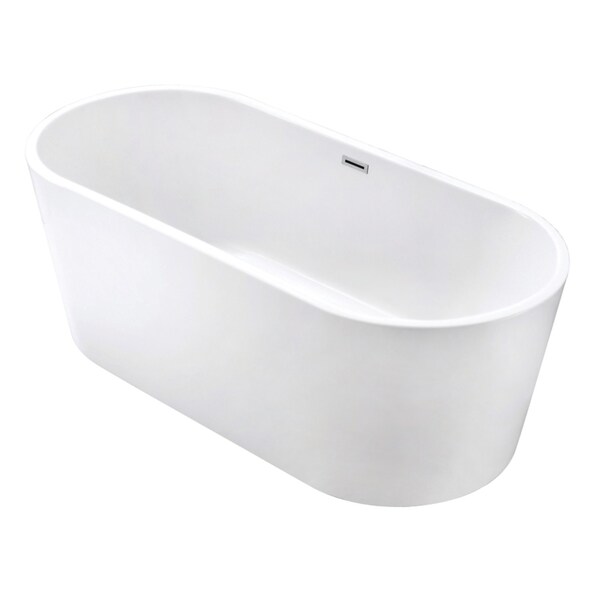 Kingston Brass 67" Acrylic Oval Double Ended Freestanding Tub with Drain, Glossy White VTOV673023 - main