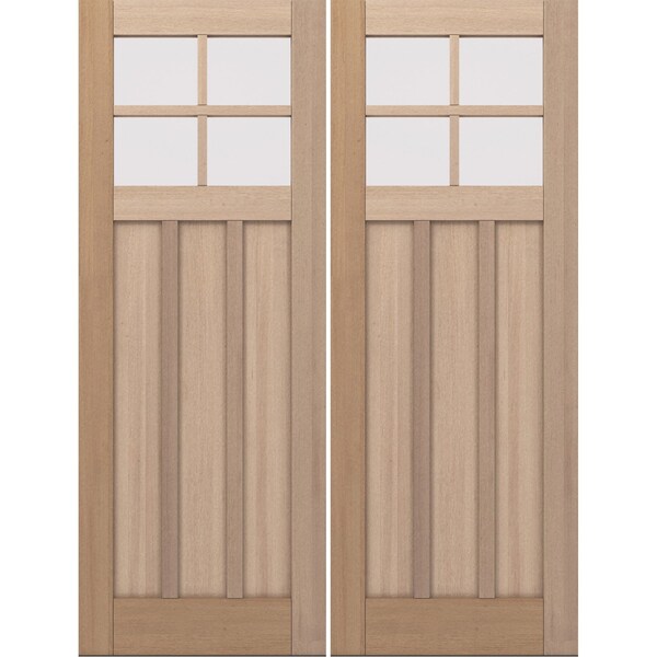 Doornmore CRF-P3G4, 74.5" x 98" ( 2x36" Door) Left Hand, Mahogany SDL 4 Lite Exterior Door CRF-P3G4-SW-3696_2_LI - main