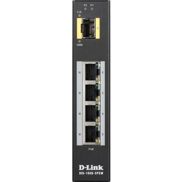 D-Link 5-Port Gigabit Poe Unmanaged Hardened Industrial Din-Rail Switch w/ 1 DIS-100G-5PSW - main