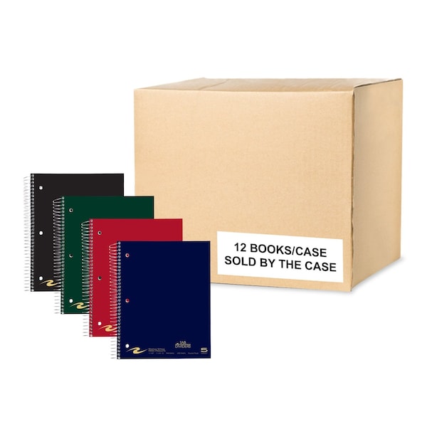 Roaring Spring Case of 5 Subject Wirebound Notebooks, 11"x8.5", 200 sht, Saranac cover, Asstd. Colors, College Rule, PK12 11197cs - main
