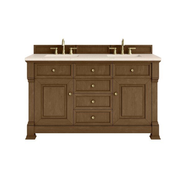 James Martin Vanities Brookfield 60 in. Double Vanity, Honey Oak w/3 CM Eternal Marfil Silestone Top 547-V60D-HNO-3EMR - main
