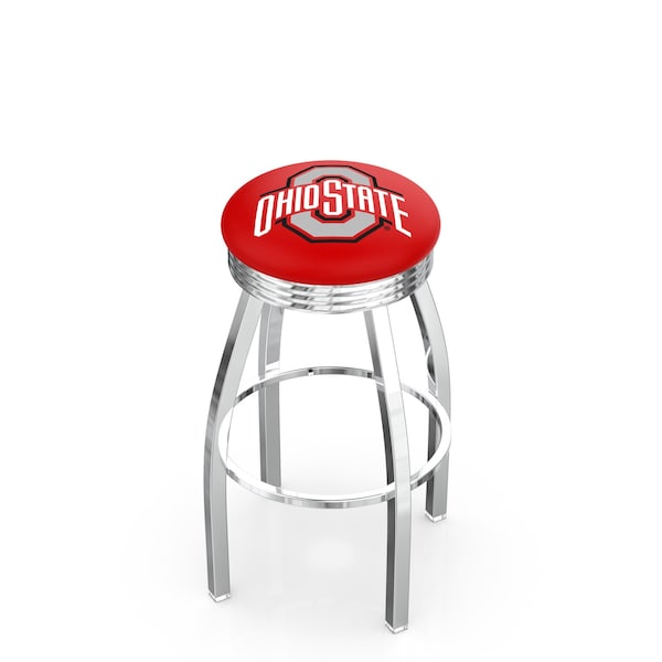 Holland Bar Stool Co 30" Chrome Ohio State Swivel Bar Stool, Accent Ring L8C3C30OhioSt - main