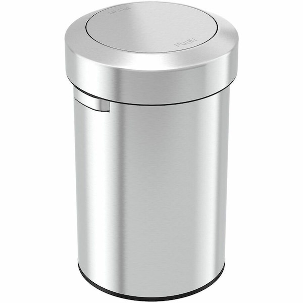 Hls Commercial 17 gal Round Indoor Metal Can, Silver, Swing Top, Stainless Steel, 15.83 in HLS17FTS - main