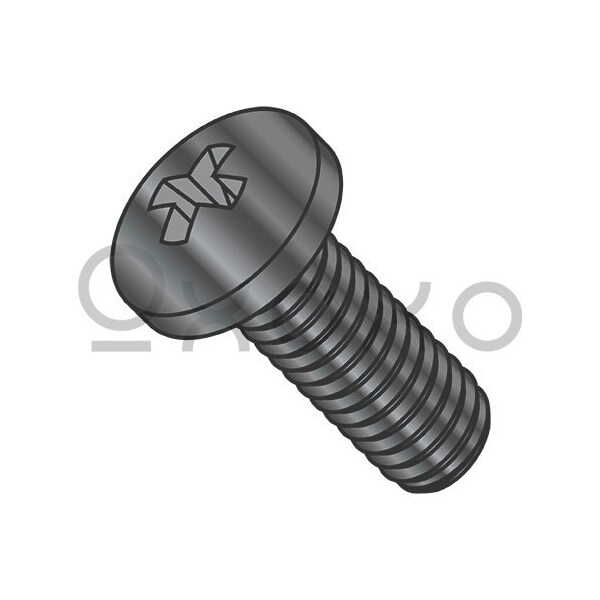 Oxoxo M2-0.4X4 Din 7985A Metric Phillips Pan Machine Screw Full Thread Class 4.8 Black Ox Oil, 4000PK 502388 - main