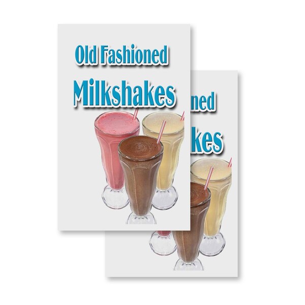 Signmission Old Fashioned Milkshakes, Vinyl Decals Only 24 Inch x 36 Inch, Vinyl Decal, 2PK DSB-2436-2PACK-Old Fashioned Milkshakes - main