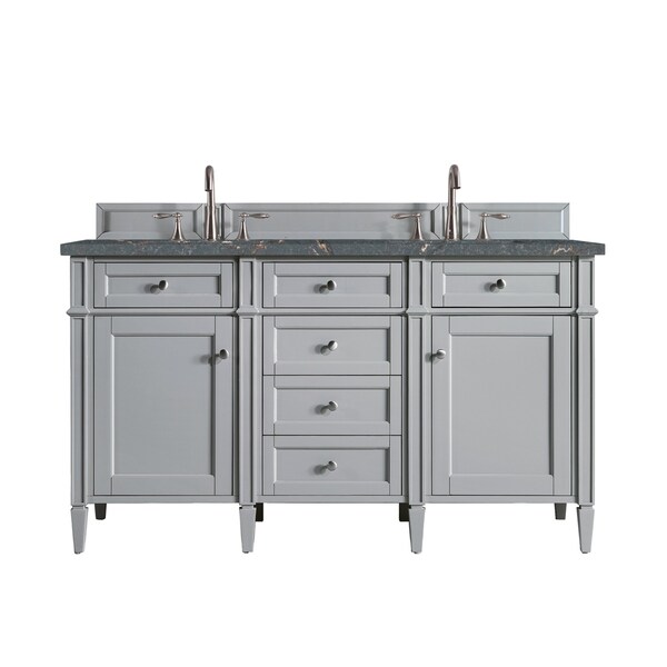 James Martin Vanities Brittany 60'' D Vanity, Urban Gray w/ Parisien Bleu Silestone Top w/FreePower Wireless Charger 650-V60D-UGR-FPBL - main