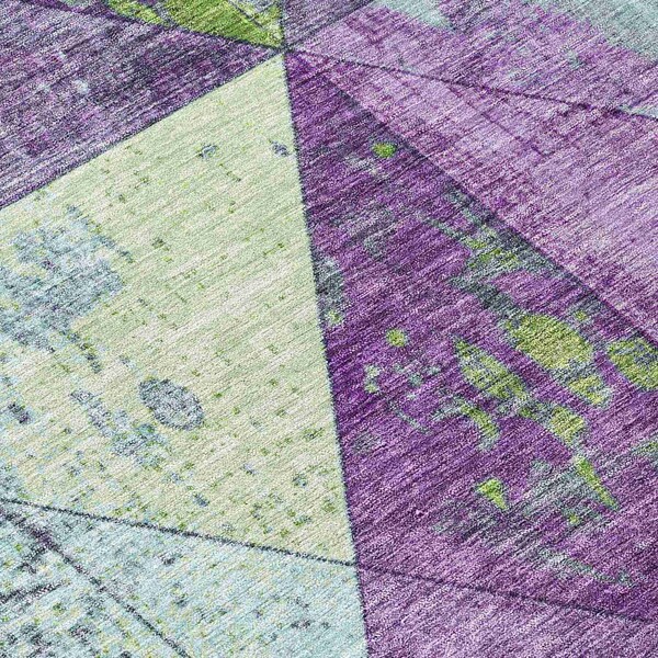 Homeroots 3' X 5' Purple And Lime Green Geometric Washable Indoor Outdoor Area Rug 618727 - main