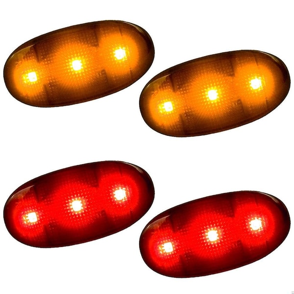Recon 11-14 FORD SUPER DUTY DUALLY FENDER LENSES 2 RED/2 AMBER LED LIGHTS SM 264136BK - main