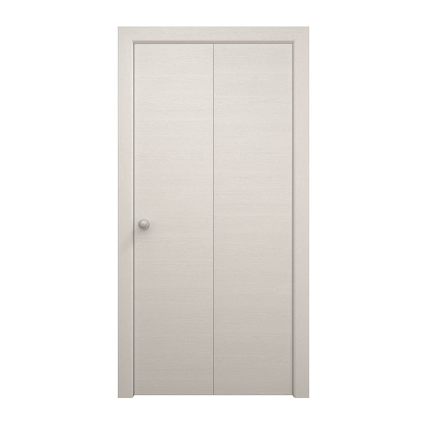 Sartodoors Sliding Closet Bi-fold Doors 84 x 80 inches, Ego 5000 Painted White Oak, Sturdy Tracks Moldings Tr EGO5000BF-PWO-84x80 (2* 42x80) - main