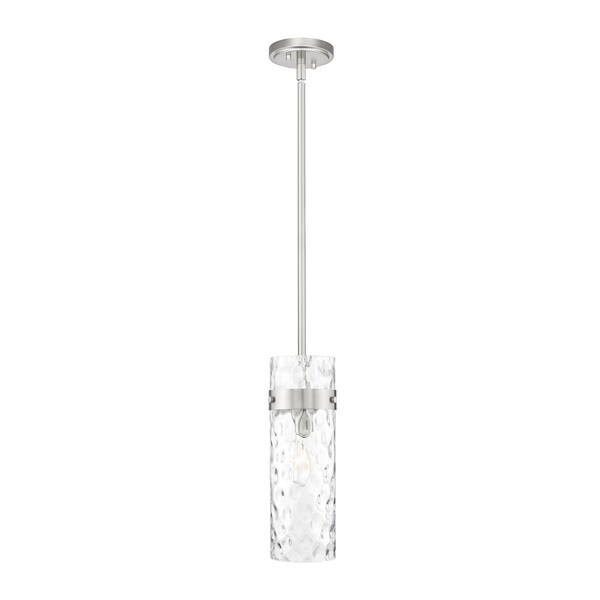 Z-Lite Fontaine 1 Light Pendant, Brushed Nickel/Clear Water, 5.75 In W x 15 In H 7002P5-ROD-BN - main
