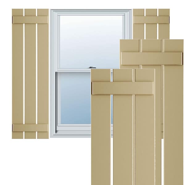 Ekena Millwork True Fit PVC, Three Board Spaced Board-n-Batten Shutters, Natural Twine, 17 1/8W x 32H, PR TFP101SBF17X032NT - main