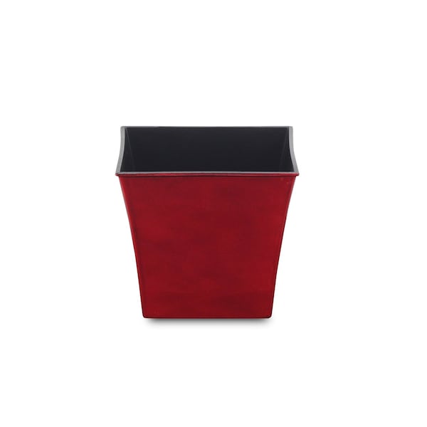 Homeroots 7in Red Recycled Plastic Indoor Outdoor Square Pot Planter 488269 - main