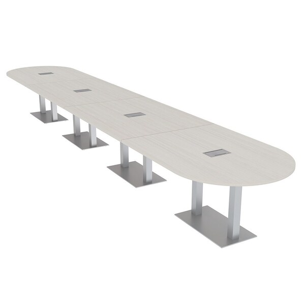 Skutchi Designs Racetrack Conference Table With Power, 48 in W, 240 in L, Ivory HAR-RAC-48X240-DOU-K458-ESIL - main