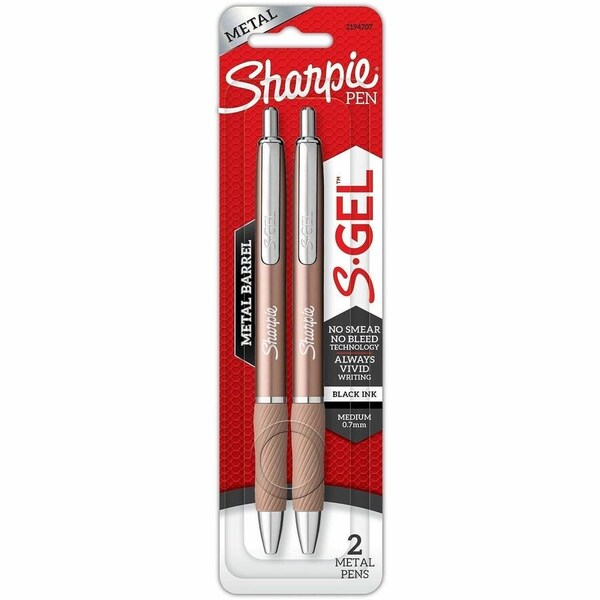 Sharpie S-Gel Pens, 0.7 mm Pen Point, Black Ink, Champagne Metal Barrel, 6PK 2194707 - main