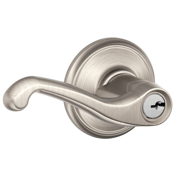 Schlage Flair Series Entry Lever Lockset, Brass, Satin Nickel F51A VFLA619 - main