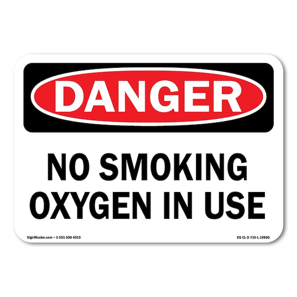 Signmission OSHA Danger Sign, No Smoking Oxygen In Use, Size: 7in X 5in Vinyl Decal, 5" W, 7" L, Landscape OS-CL-D-57-L-19995 - main