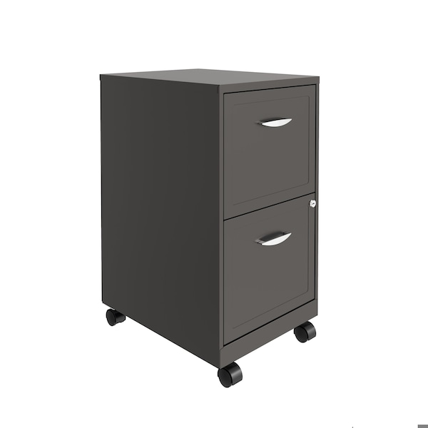 Space Solutions 14.25 in W 2 Drawer Mobile Vertical File Cabinet, Metallic Charcoal 22616 - main