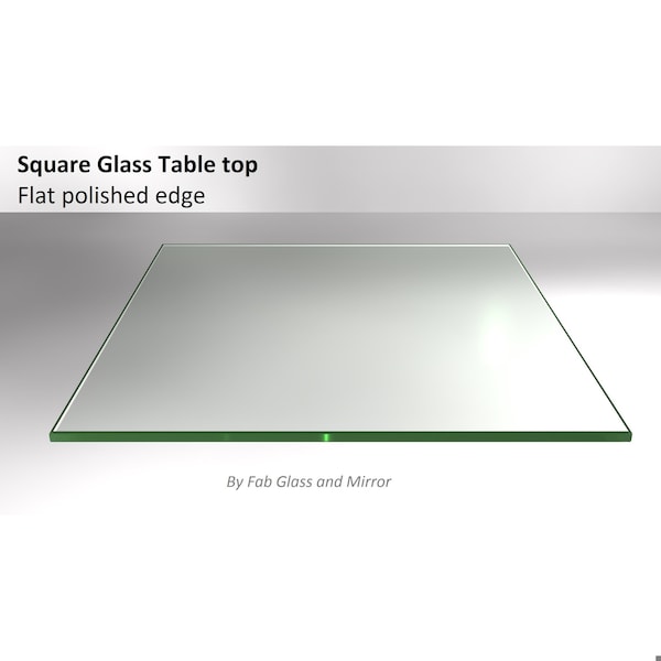 Fab Glass And Mirror 16in in Square 1/4in Thick Flat Polished Tempered Eased Corners Glass Table Top, 16inch, Clear 16SQR6THFLTE - main