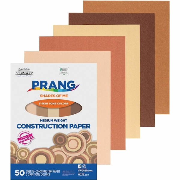 Pacon SunWorks® Multicultural Construction Paper, 9 x 12, 50 Sheets/Pack, PK5 9509 - main