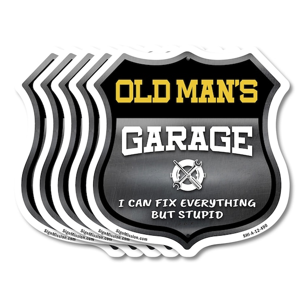 Signmission Old Man's Garage I Can Fix Everything But Stupid, 12 inch X 12 inch, Aluminum Metal Sign, 5PK SHI-A-5Pack-12-490-OLD MAN - main