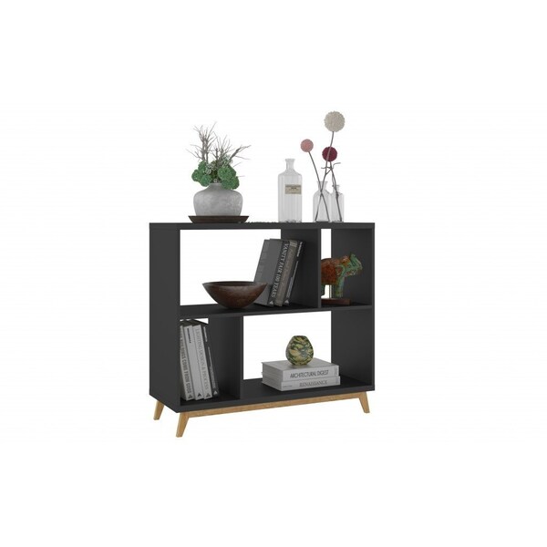Homeroots Modern Black And Natural Bookcase 388554 - main