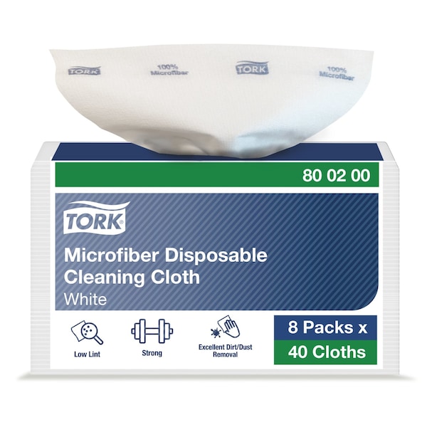 Tork Microfiber Cloth, Light Duty, 13 3/8"L, PK8 800200 - main