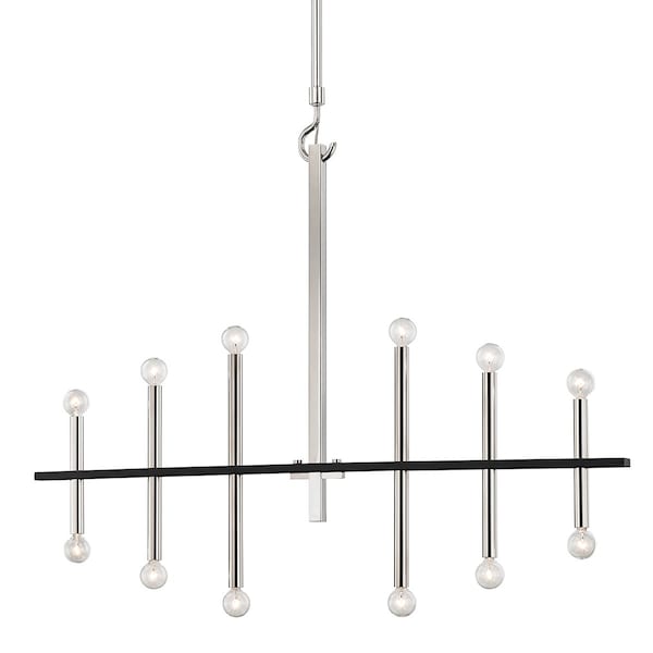 Mitzi Colette 12 Light Chandelier 5.5 In. Polished Nickel/Black H296812-PN/BK - main