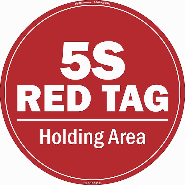 Signmission 5s Red Tag 16in Non-Slip Floor Marker, 16" x 16", FD-2-C-16-99973 FD-2-C-16-99973 - main