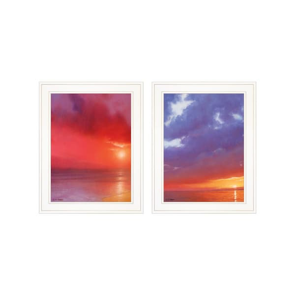 Homeroots Set Of Two Sunset White Framed Print Wall Art, 2PK 408079 - main
