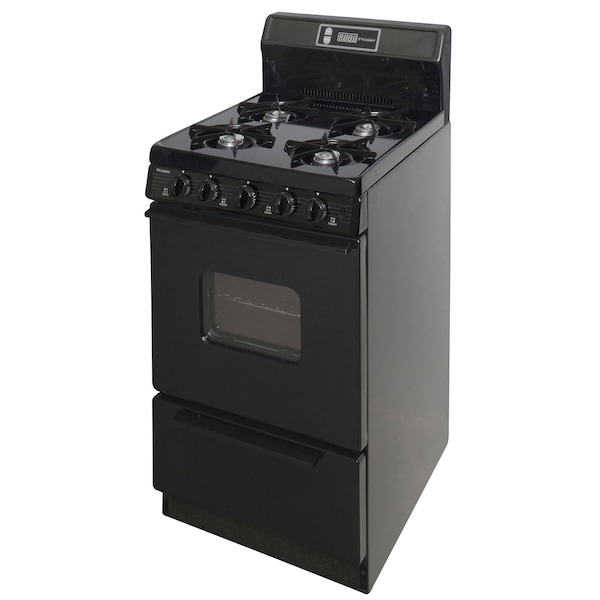 Premier Gas Range, Four 9100 BTU Open Burners, 20 inW x 44 inH x 24.5 inD, 2.42 cu. Ft., Black 805729 - main