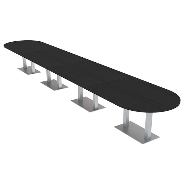 Skutchi Designs Racetrack Conference Table With Power Unit, 48 in W, 240 in L, Black HAR-RAC-48X240-DOU-U999ST19-NA - main