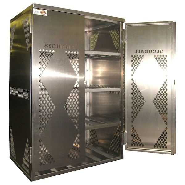 Securall 12 Cylinder Horizontal Aluminum LP & Oxygen Gas Storage Cabinet, 20 or 33 Lb, Standard 2-Door LP12S - main