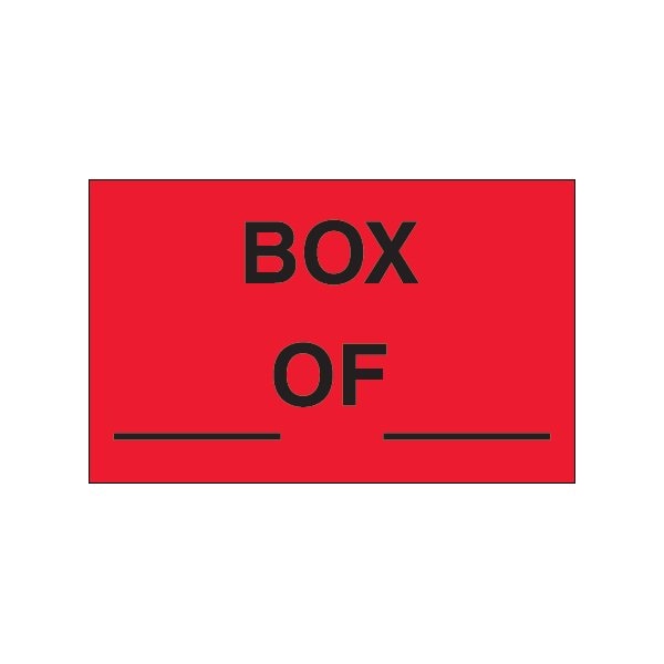 Bsc Preferred 1 1/4 x 2'' - ''Box _ Of _'' Fluorescent Red Labels DL1158 - main