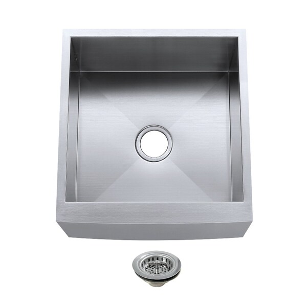 Kingston Brass 21-Inch Stainless Steel Single Bowl Farmhouse Sink with Strainer KUF212110BN1 - main