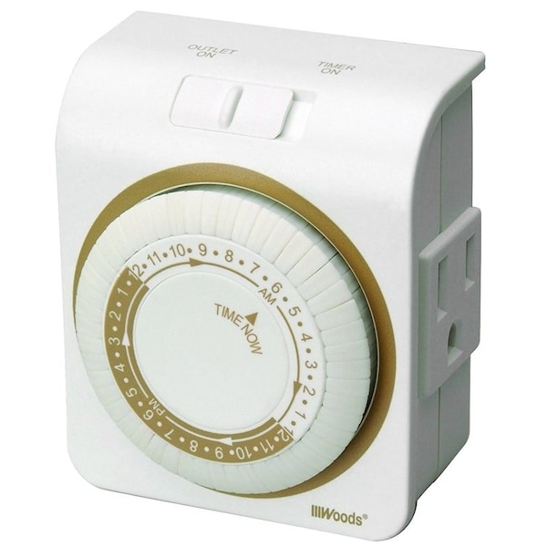 Southwire Mechanical Timer, 15 A, 125 V, 1875 W, 24 hr Time Setting, 24 On/Off Cycles Per Day Cycle, White 50001 - main