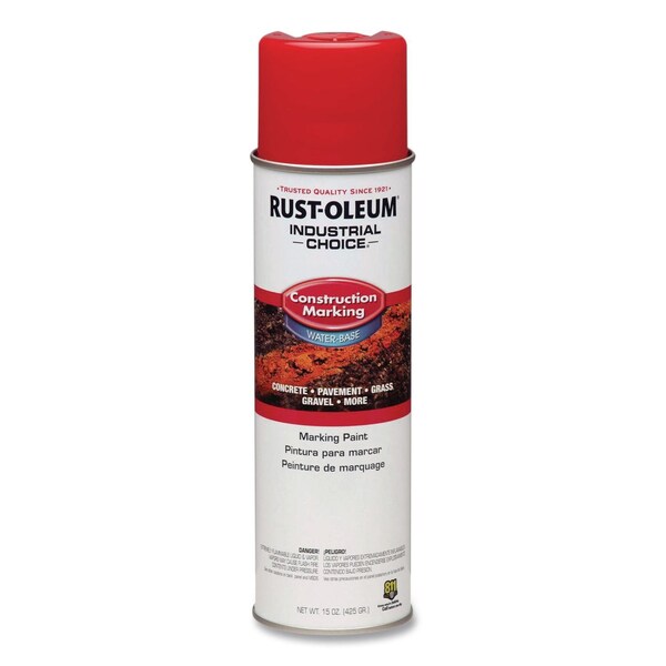Rust-Oleum IC M1400 System Water-Based Construction Marking Paint, Gloss Safety Red, 17 oz Aerosol Can, 12PK 264696 - main