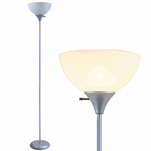 Newhouse Lighting 71 in. Henry Floor Torch Lamp, LED Standing Lights for Living Room, Silver NHFL-HE-SI - main