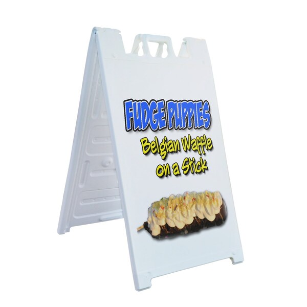 Signmission Fudge Puppies, A-Frame & 2 Decals Installed, Heavy-Duty Plastic Frame SBHD-D-2436-Fudge Puppies - main
