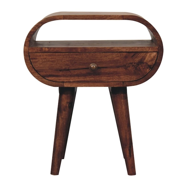 Homeroots 21" Brown Solid Wood Oval One Drawer Nightstand 651538 - main