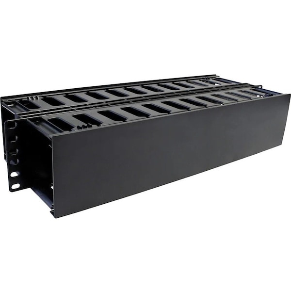 Quest Mfg Horizontal Dual Large Finger Duct With Hinged Covers, 140-190 Cables, 2U, 19", Black HF19-02-190DH - main