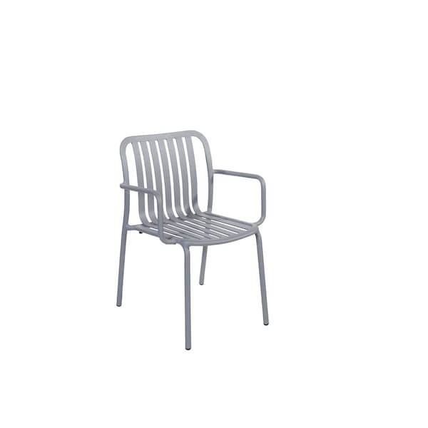 Bfm Seating Key West - Vertical Slat Stacking Armchair - Powder Coated Aluminum - Soft Gray PHKWAC-SG - main
