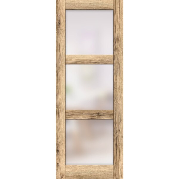 Sartodoors Slab Barn Door Panel Frosted Glass, Lucia 2552 Oak, Sturdy Finished Doors, Pocket Closet Sliding- LUCIA2552S-DUB-3684 - main